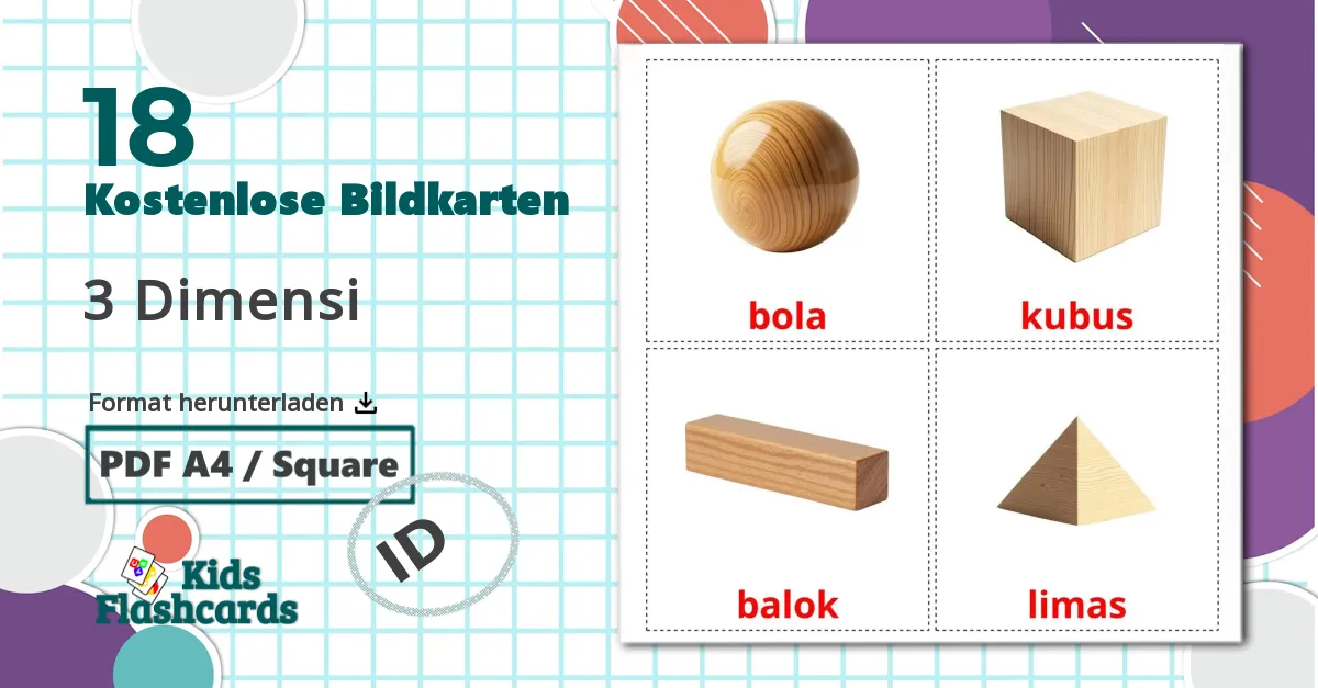 18 Bildkarten für 3 Dimensi