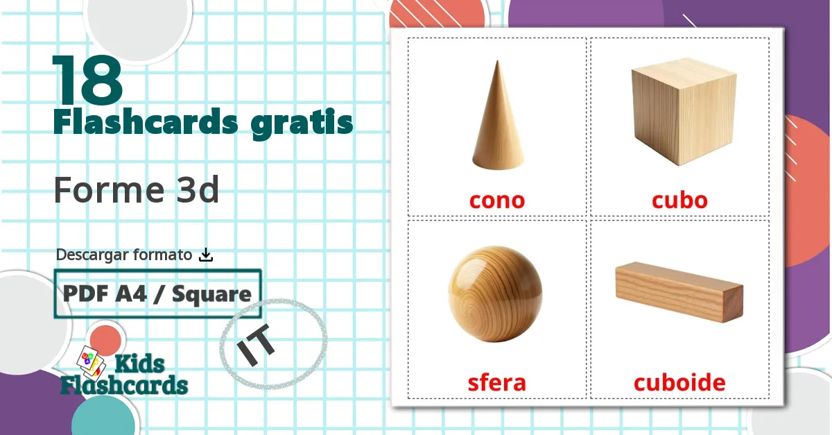 18 tarjetas didacticas de Forme 3d