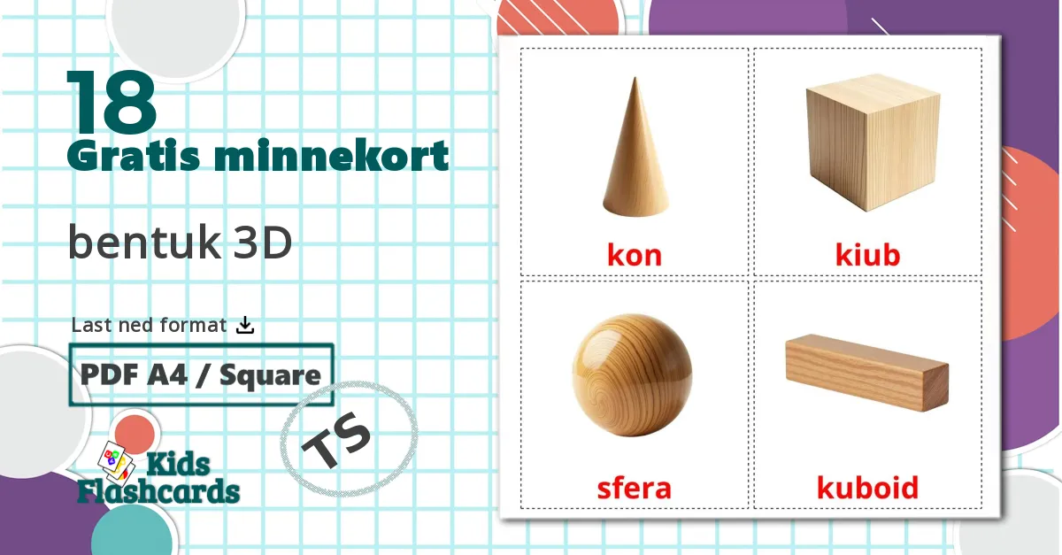 18 bentuk 3D bildekort