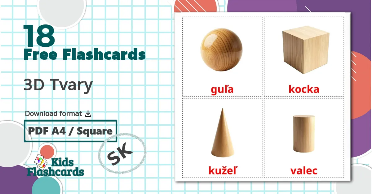 18 3D Shapes flashcards