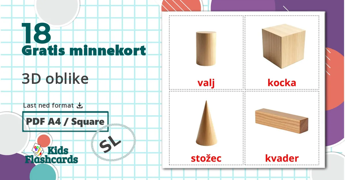 18 3D oblike bildekort