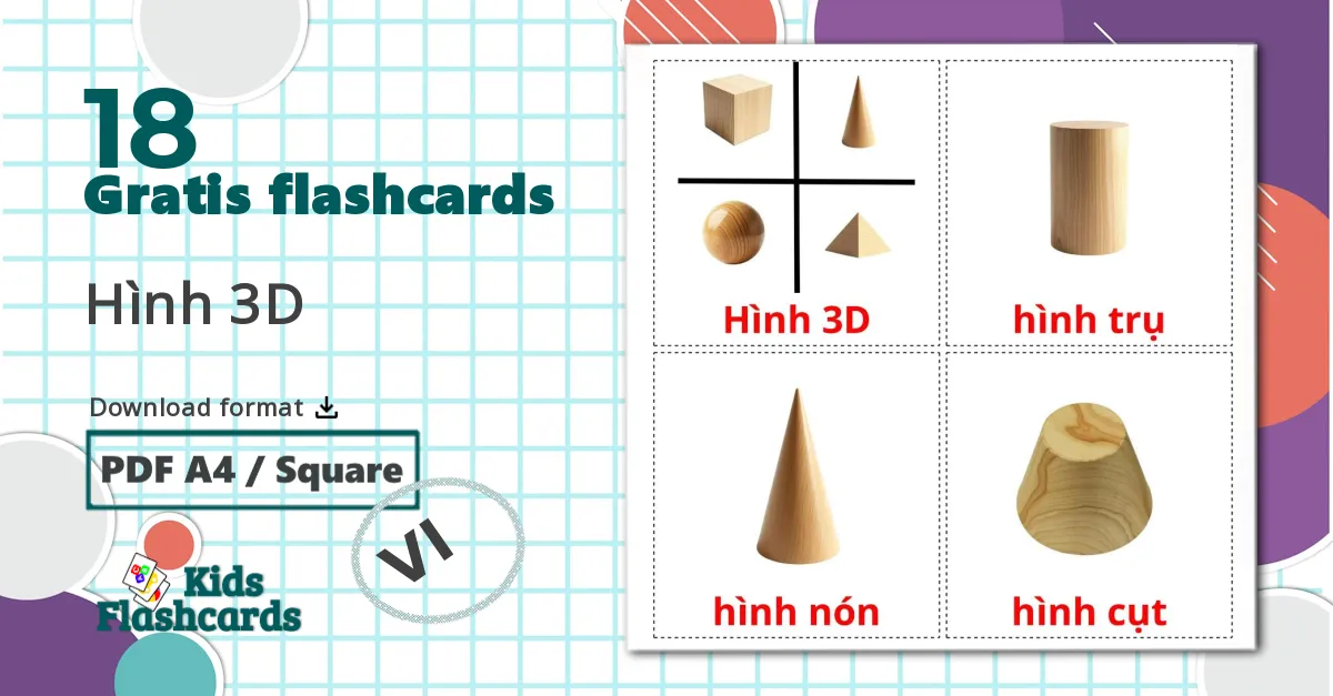 18 Hình 3D billedkort for børn