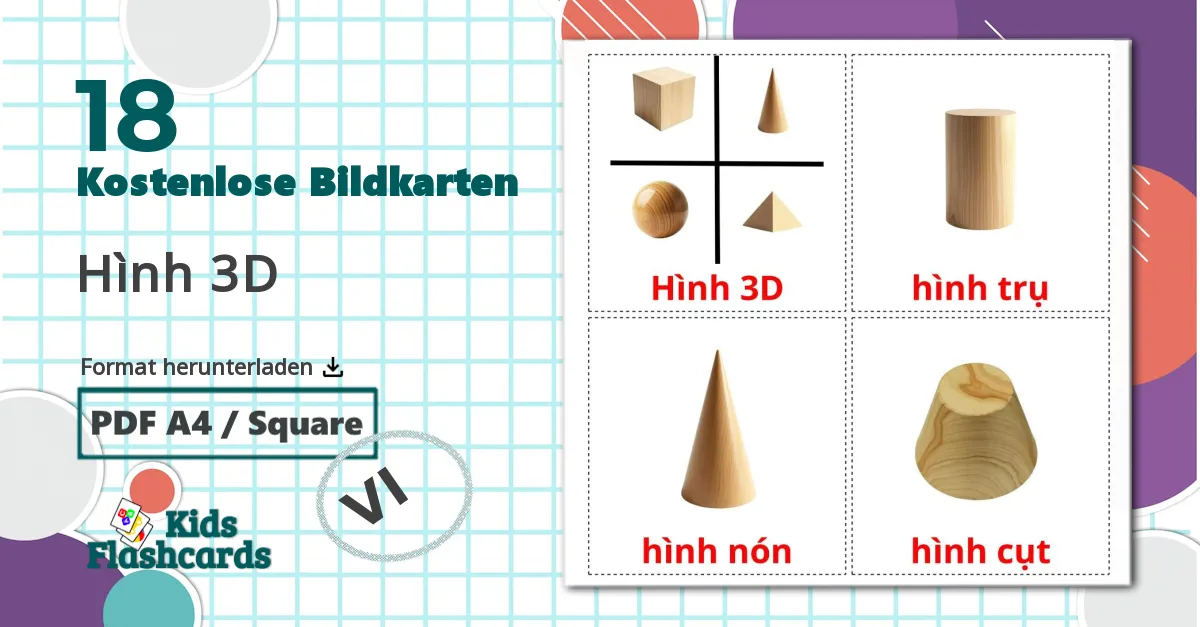 18 Bildkarten für Hình 3D