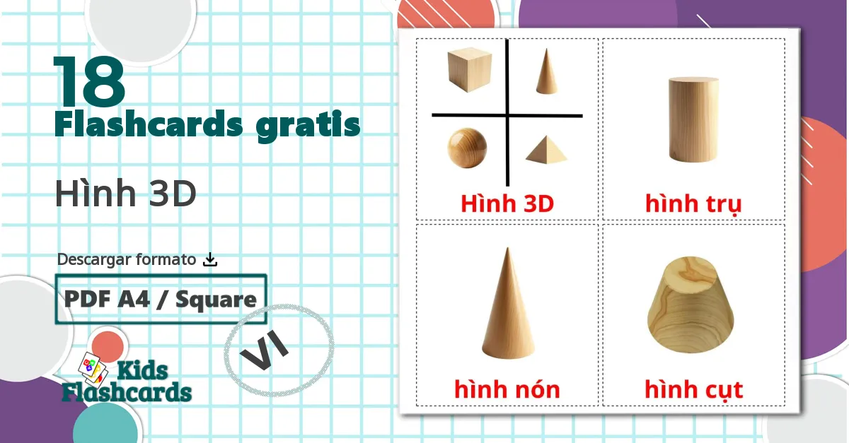 18 tarjetas didacticas de Hình 3D