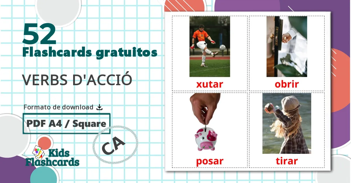 52 Flashcards de Verbos de Ação