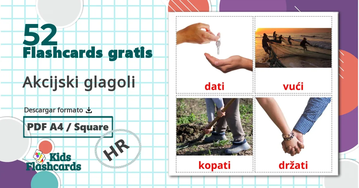 52 tarjetas didacticas de Akcijski glagoli