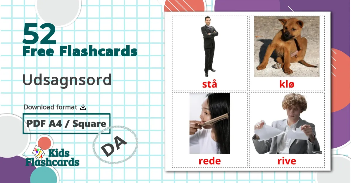 52 Udsagnsord flashcards