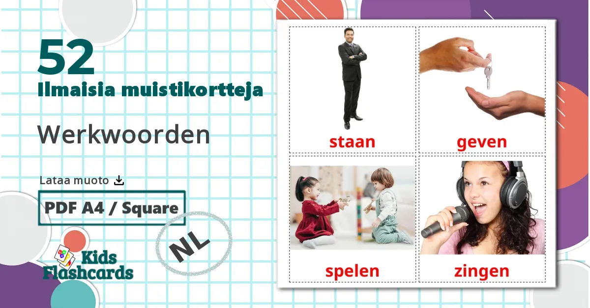 52 Werkwoorden lasten kuvakortit
