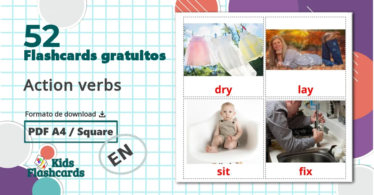 52 Flashcards de Verbos de Ação