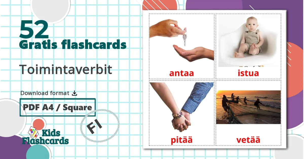 52 Toimintaverbit billedkort for børn