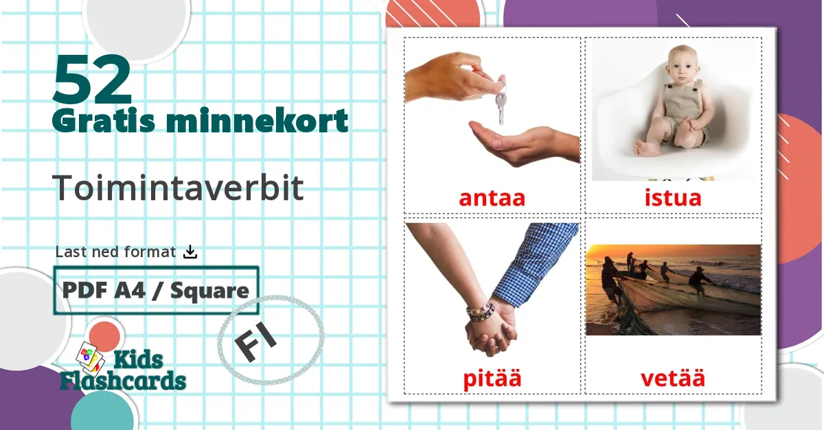 52 Toimintaverbit bildekort