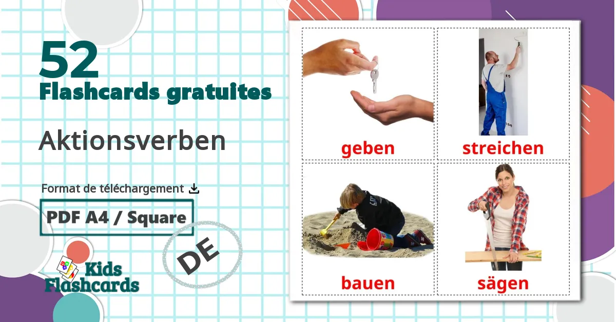 Les Verbes d'Action - cartes de vocabulaire allemand