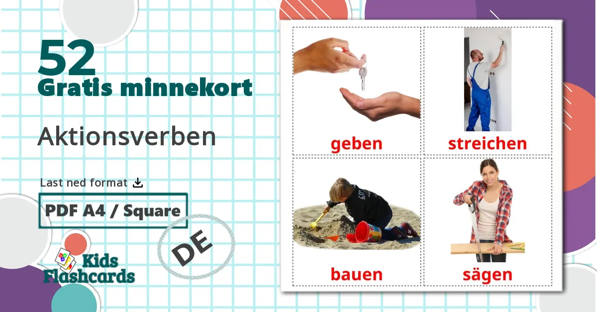 52 Aktionsverben bildekort