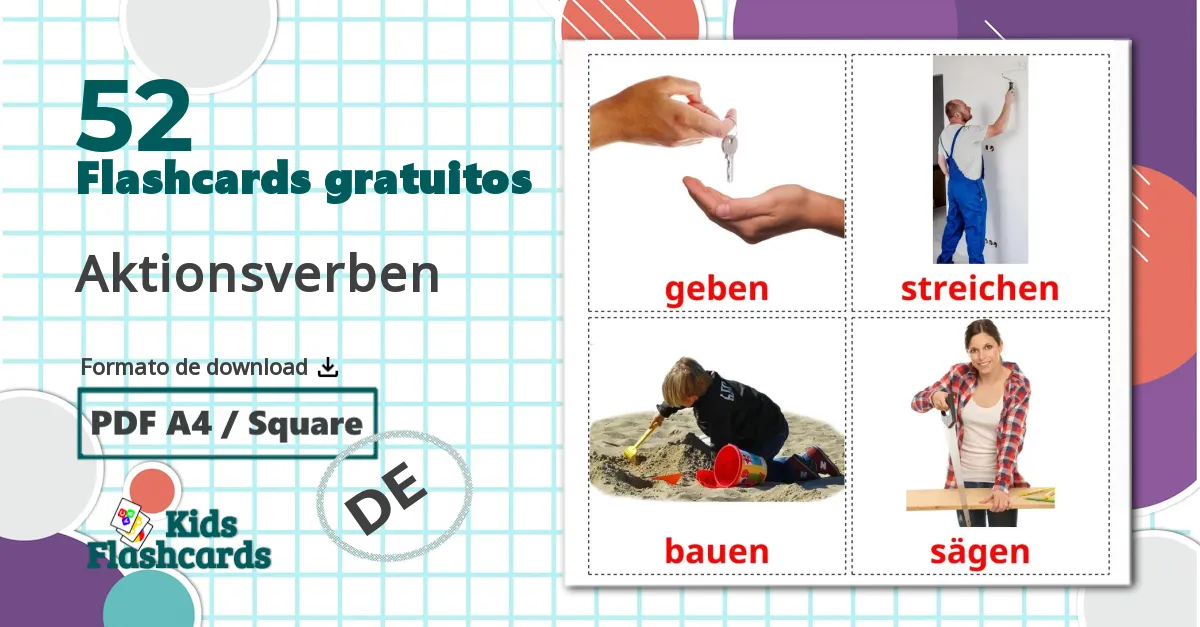 52 Flashcards de Aktionsverben