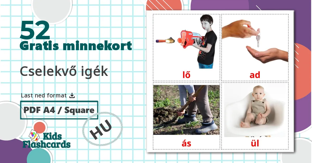 52 Cselekvő igék bildekort