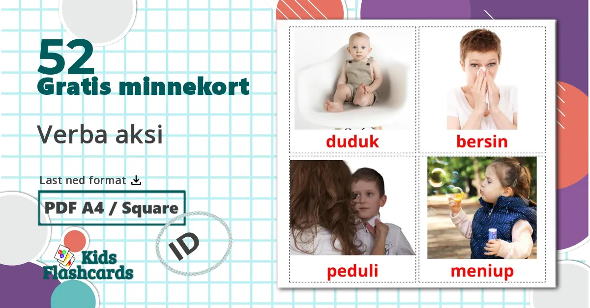 52 Verba aksi bildekort