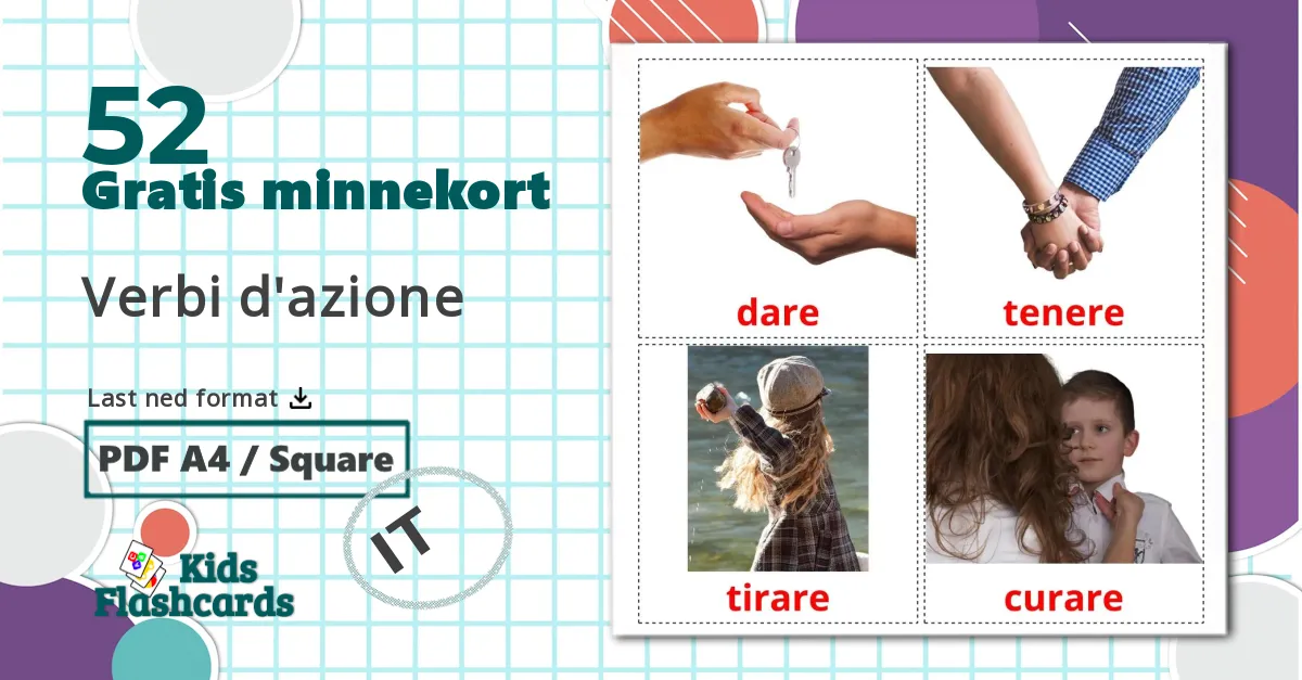 52 Verbi d'azione bildekort