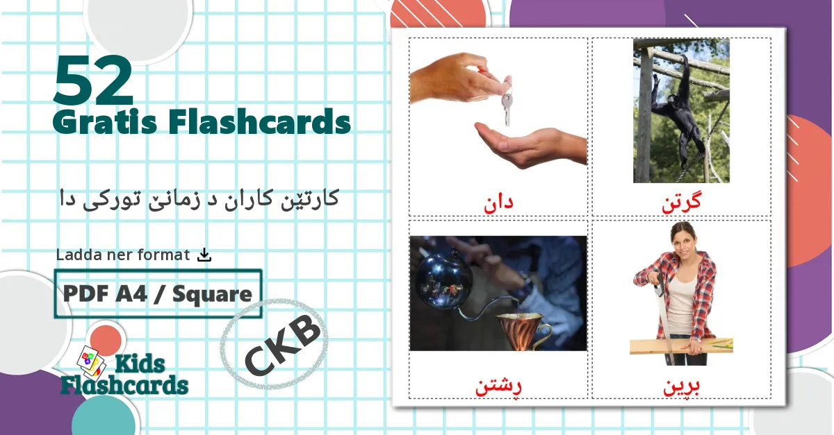 52 Handlings verb bildkort för barn