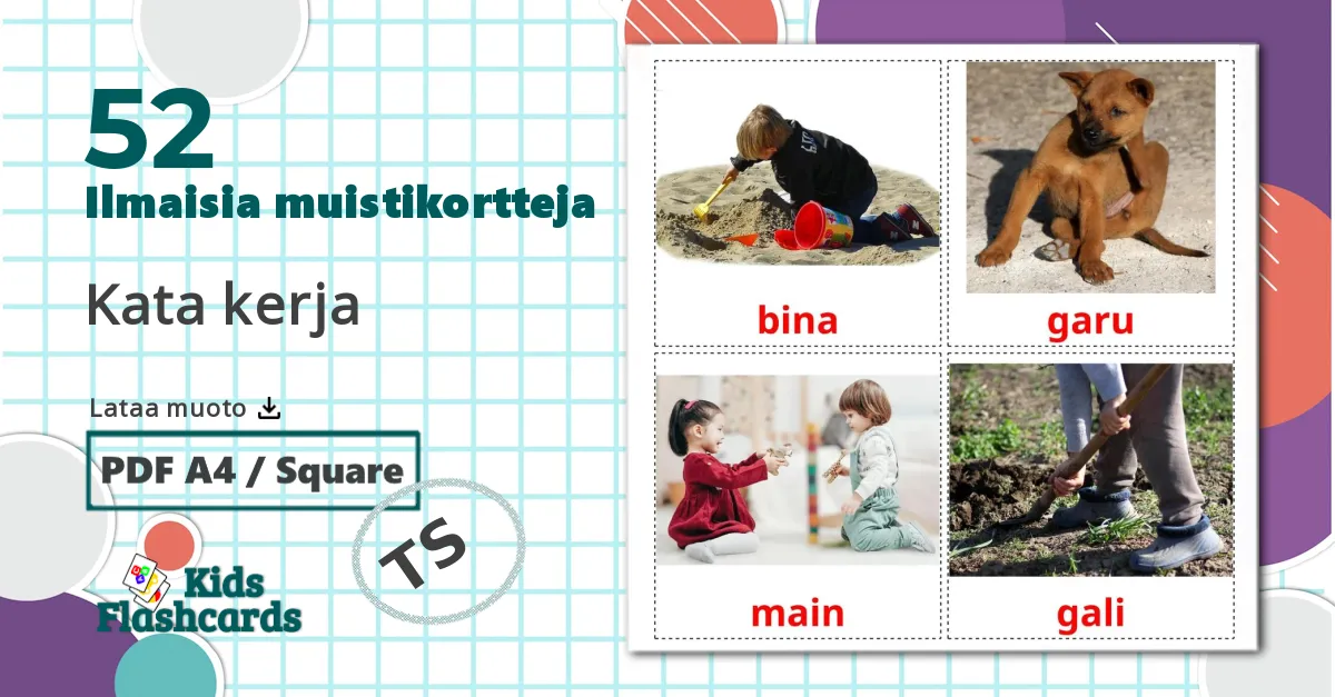 52 Kata kerja lasten kuvakortit