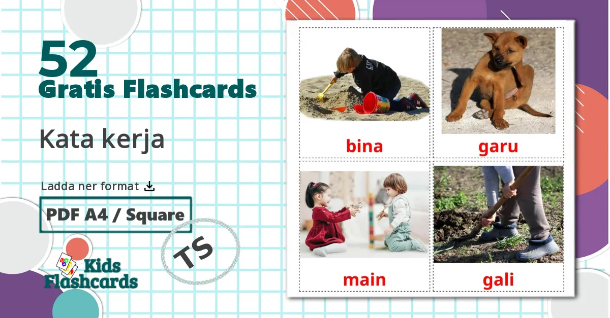 52 Kata kerja bildkort för barn