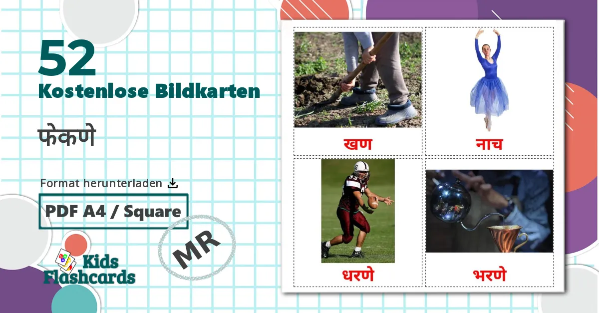 52 Bildkarten für Aktionsverben
