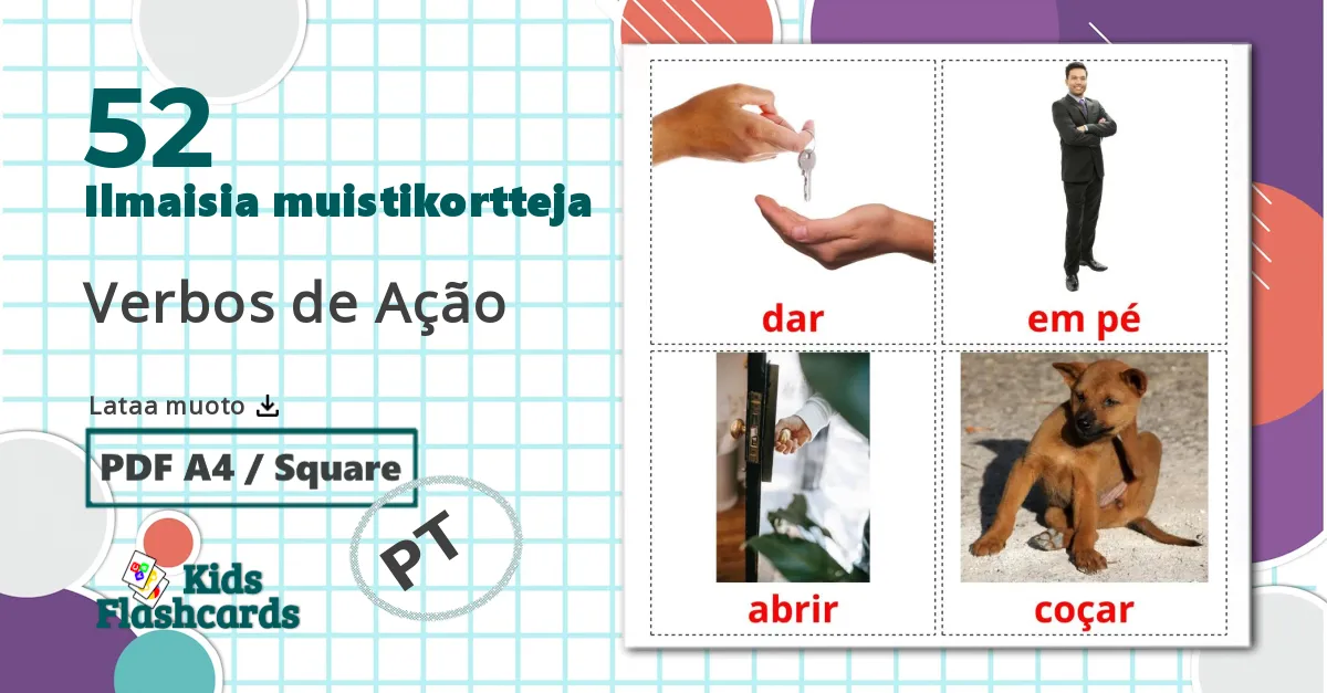 52 Verbos de Ação  bildekort