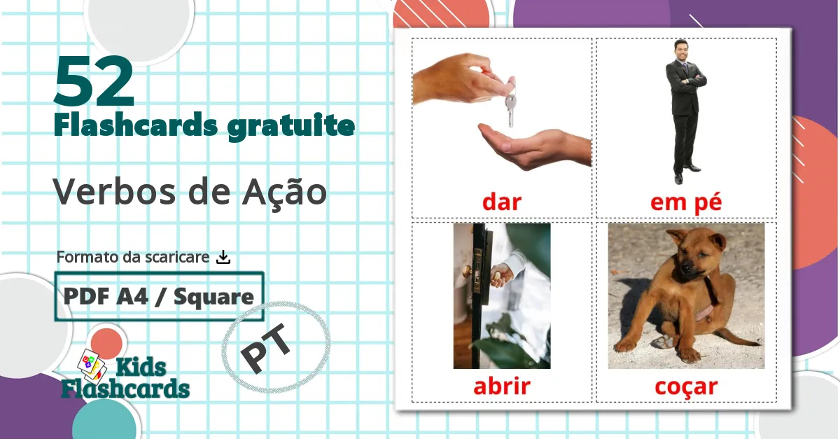 52 flashcards di Verbos de Ação