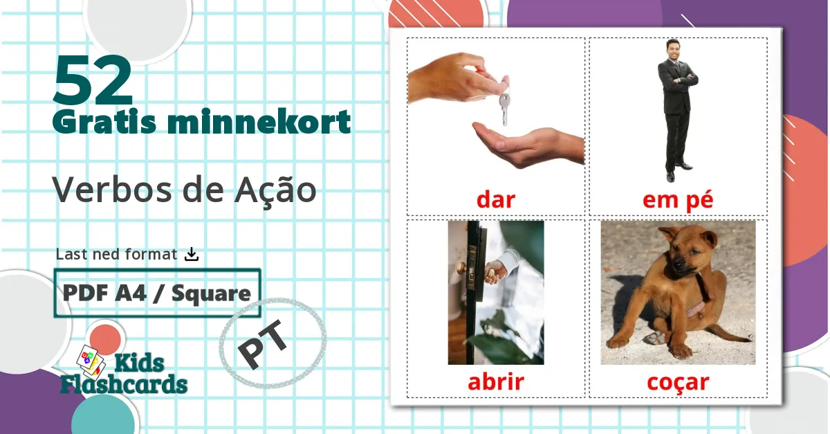 52 Verbos de Ação  bildekort