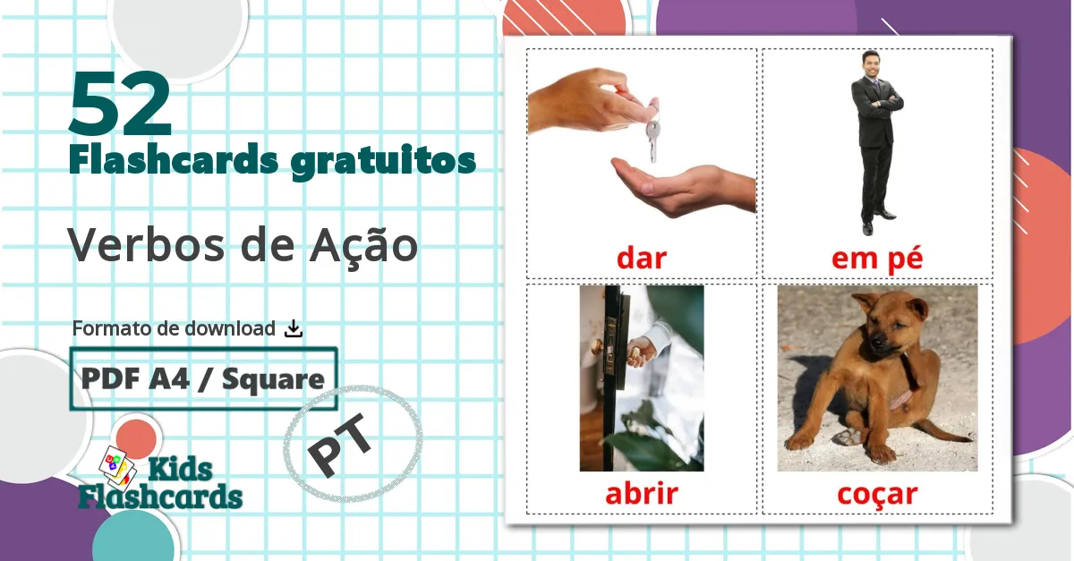 52 Flashcards de Verbos de Ação