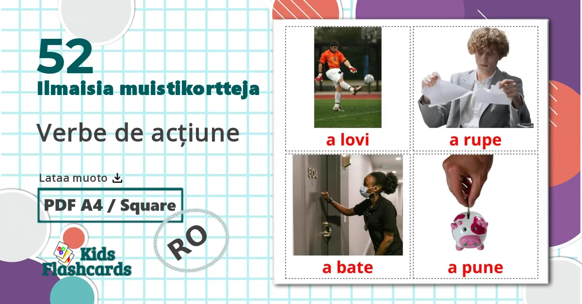 52 Verbe de acțiune  lasten kuvakortit