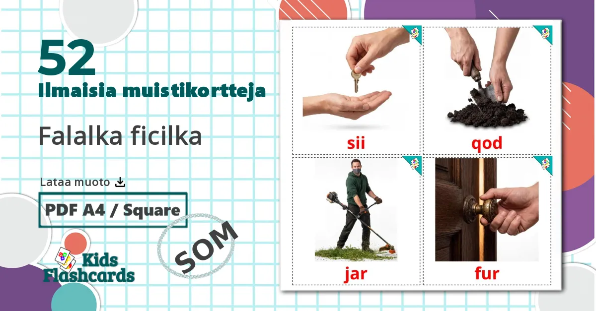 52 Toimintaverbit lasten kuvakortit