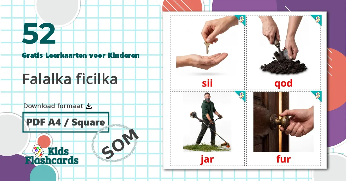 52 Werkwoorden Leerkaarten voor kinderen