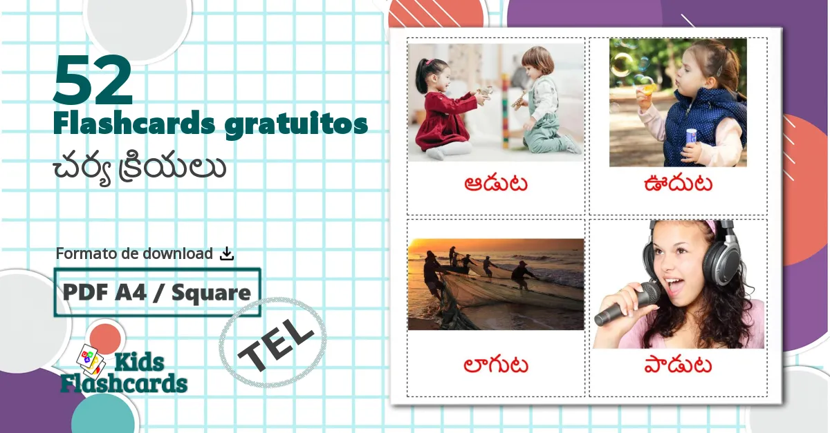 52 Flashcards de చర్య క్రియలు