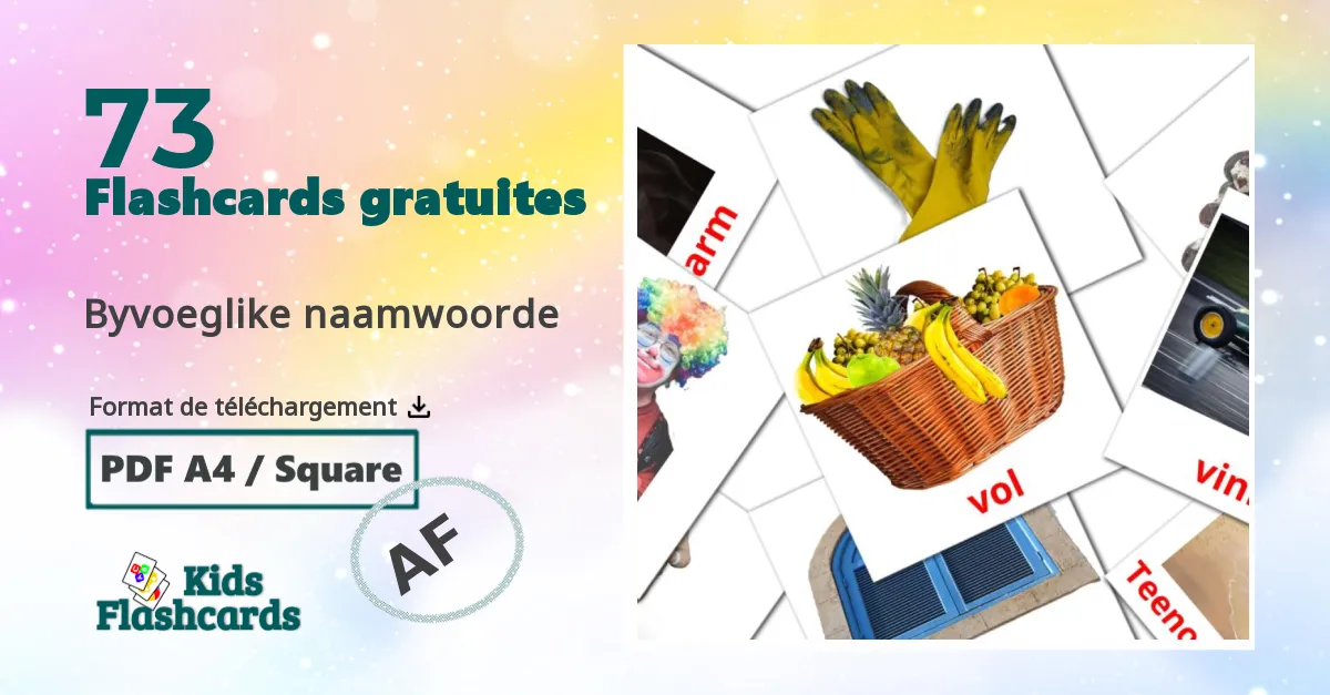 Fiches de vocabulaire afrikaanses sur Byvoeglike naamwoorde