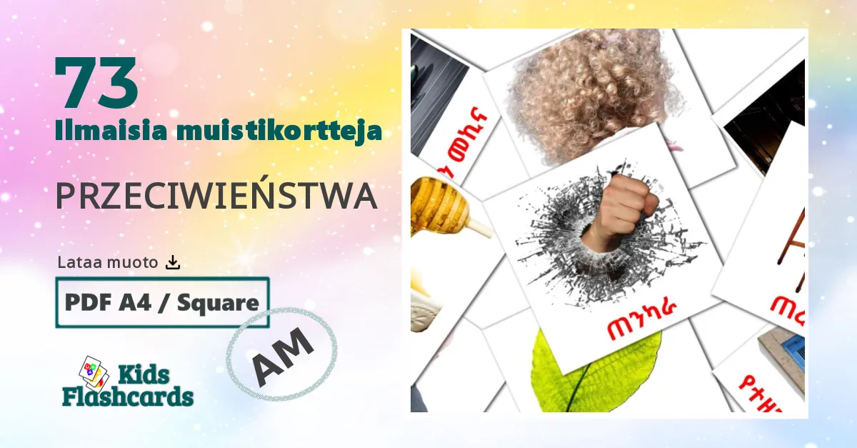 Adjektiivit lasten kuvakortit
