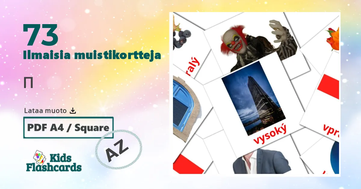 Adjektiivit lasten kuvakortit