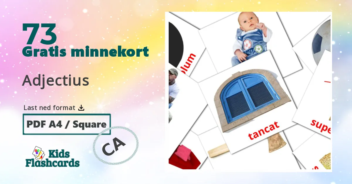 Adjectius bildekort for barn på katalansk