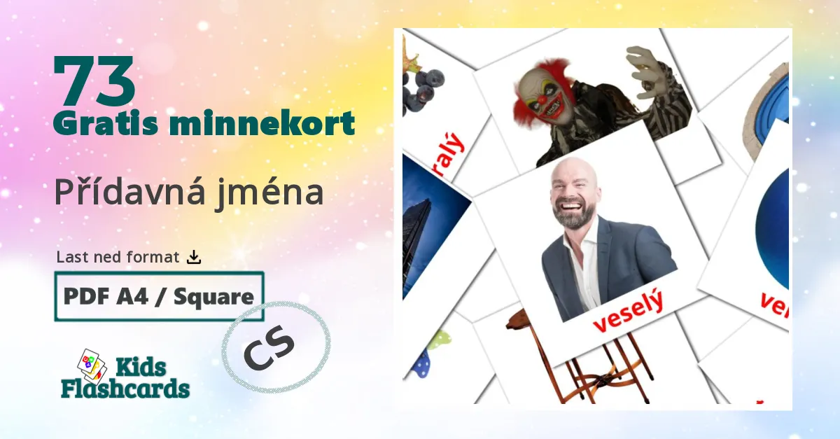 Přídavná jména bildekort for barn på tsjekkisk