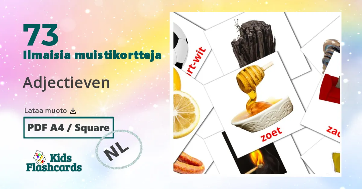 Adjectieven – lasten kuvakortit hollanninksi sanastoon