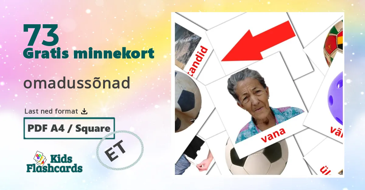 omadussõnad bildekort for barn på estonisk