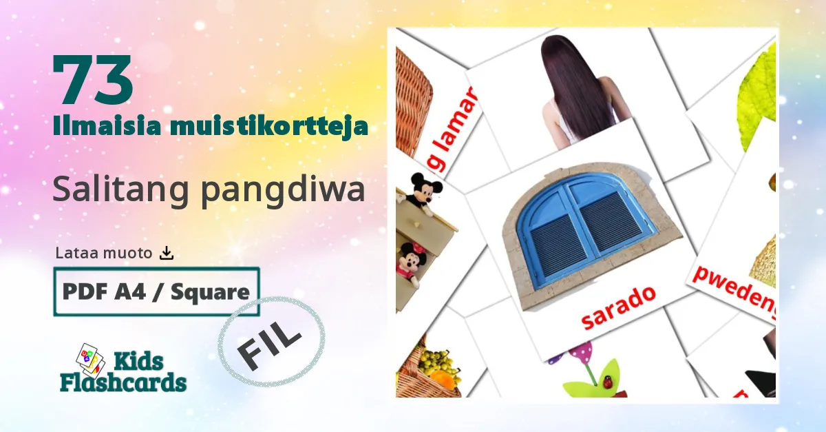 Salitang pangdiwa – lasten kuvakortit filippiiniläiseksi sanastoon