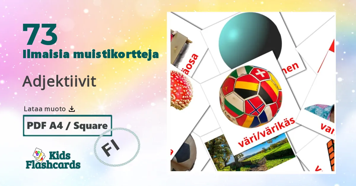 Adjektiivit – lasten kuvakortit amharicksi sanastoon