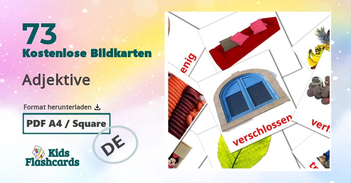 73 Bildkarten für Adjektive