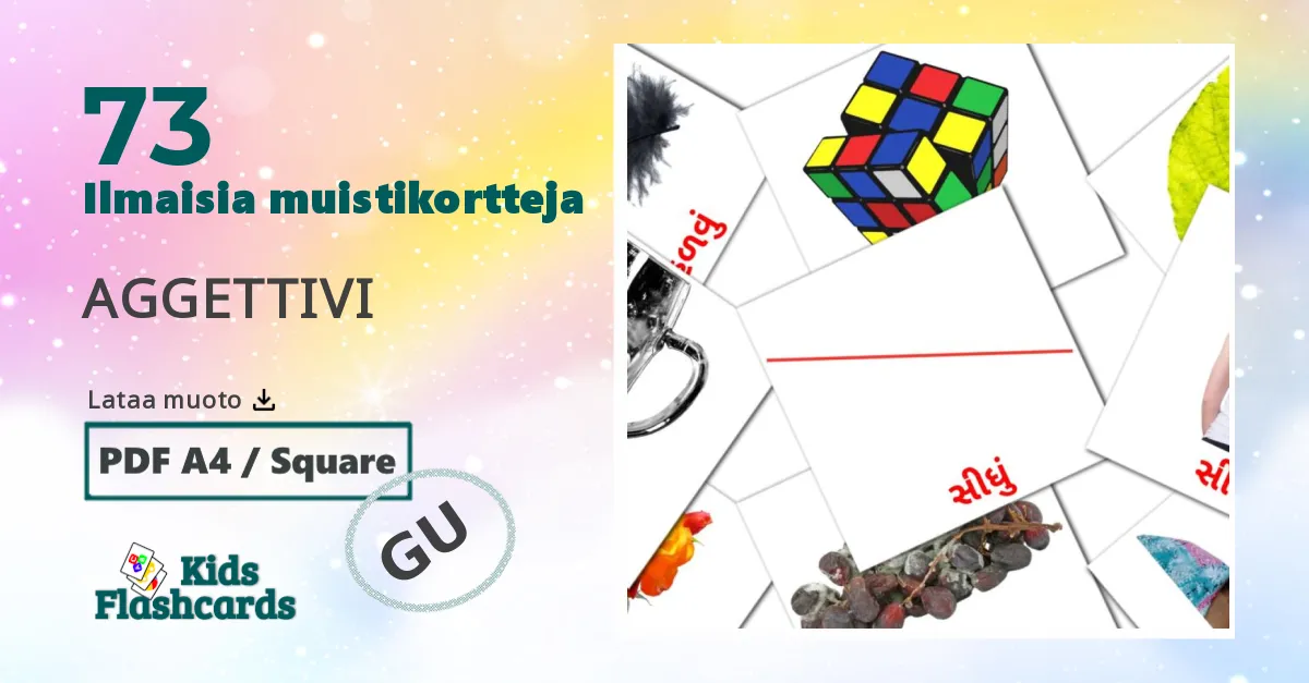 Adjektiivit lasten kuvakortit