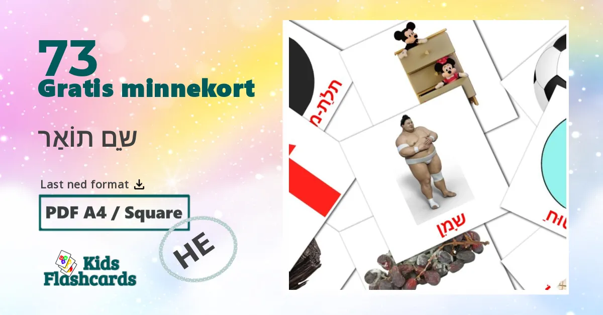 שֵם תוֹאַר bildekort for barn på hebraisk