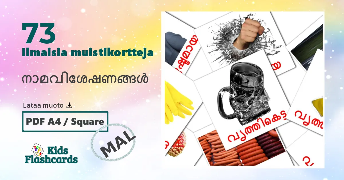 Adjektiivit lasten kuvakortit