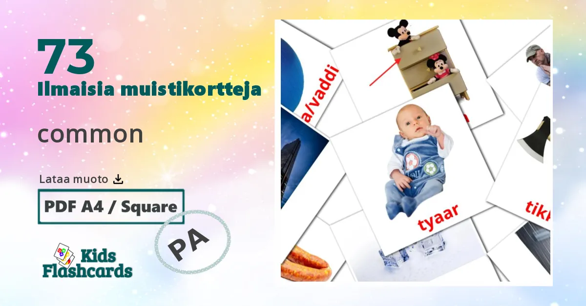 Adjektiivit lasten kuvakortit