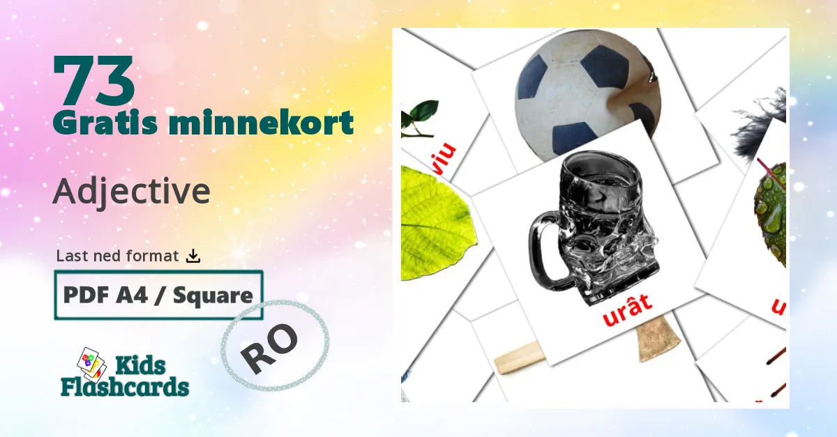 Adjective  bildekort for barn på rumensk