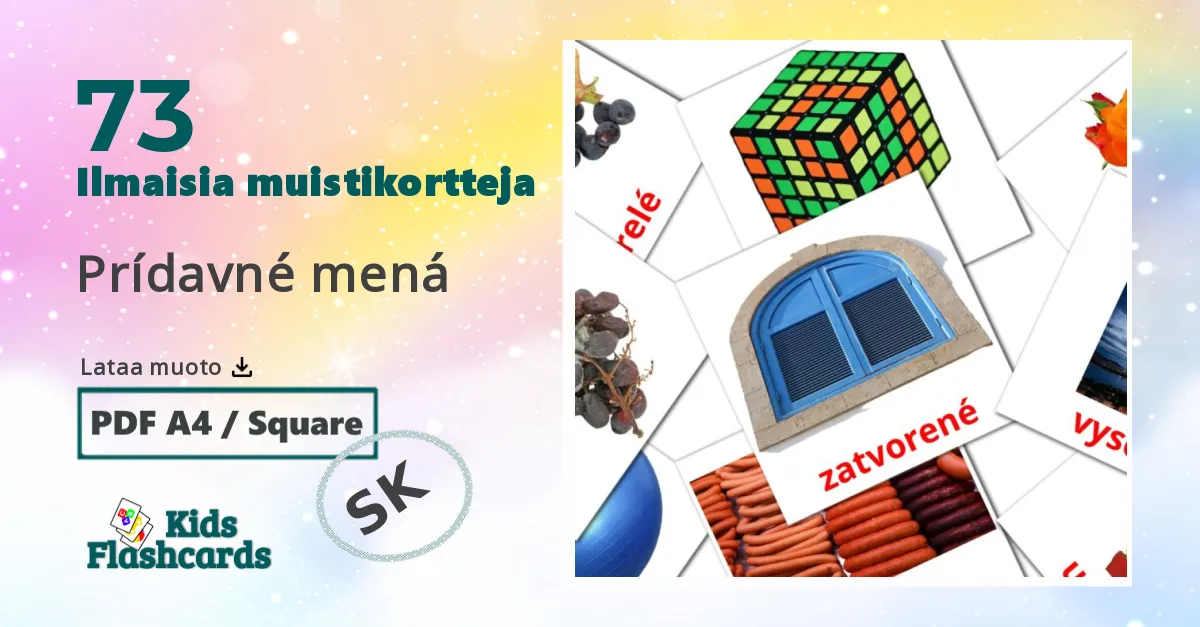 Prídavné mená – lasten kuvakortit slovakianksi sanastoon