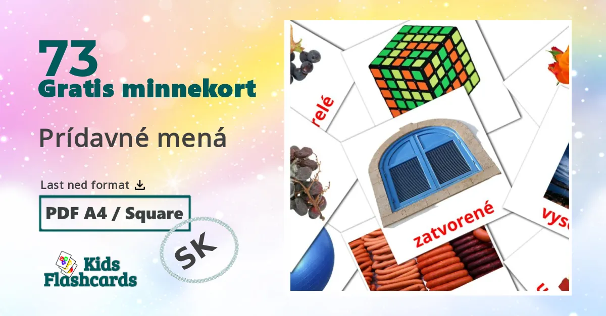 Prídavné mená bildekort for barn på slovakisk